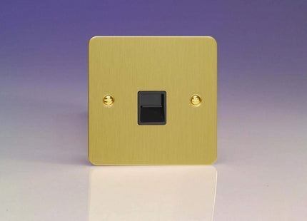 Varilight 1-Gang Telephone Slave Socket Ultra Flat Brushed Brass XFBTSB