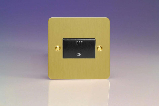 Varilight Ultra Flat Plate Brushed Brass Fan Isolator Switch Black Insert XFBFIB