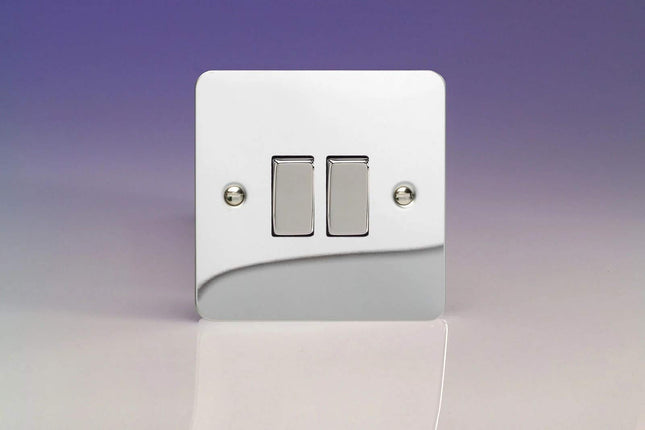 Varilight 2-Gang (10A Intermediate Switch + 10A 1- or 2-Way Rocker Light Switch) Polished Chrome XFC71D