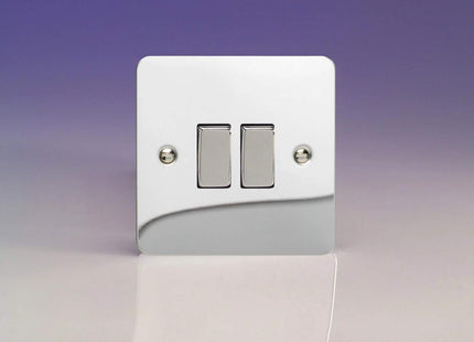 Varilight 2-Gang 10A Intermediate Rocker Light Switch Polished Chrome XFC77D