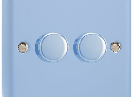 Varilight V-Pro Lily Pastel Duck Egg Blue 2-Gang LED Trailing Edge Dimmer Switch 1 or 2 Way