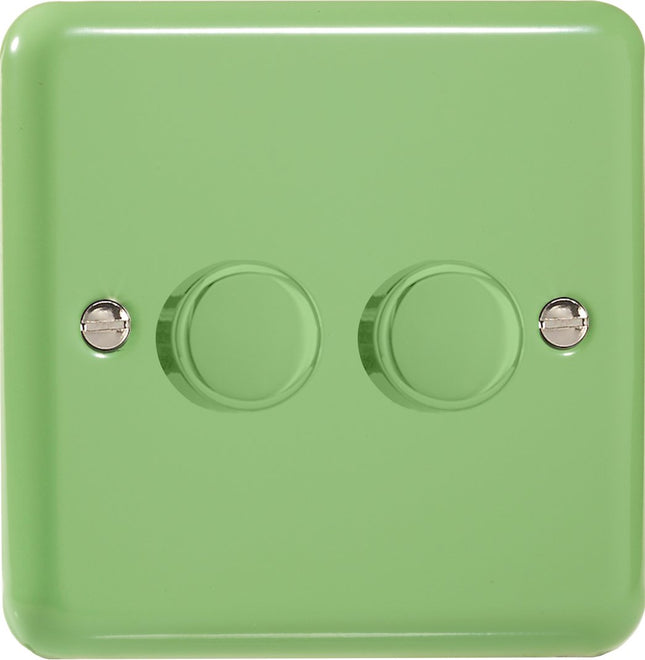 Varilight V-Pro Lily Pastel Beryl Green 2-Gang LED Trailing Edge Dimmer Switch 1 or 2 Way