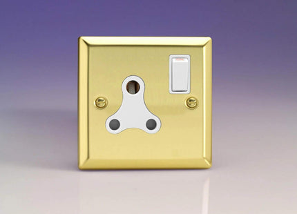 Varilight 1-Gang 15A Round Pin Plug Socket Victorian Brass XVRP15AW