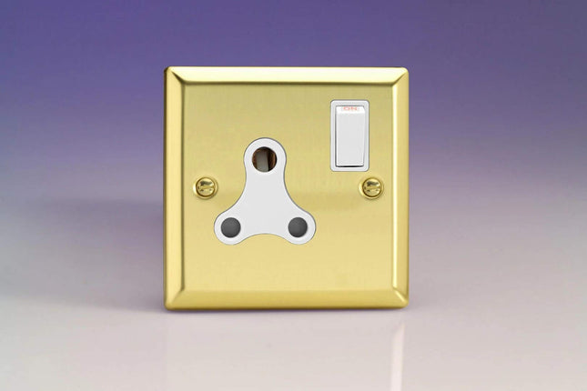 Varilight 1-Gang 15A Round Pin Plug Socket Victorian Brass XVRP15AW