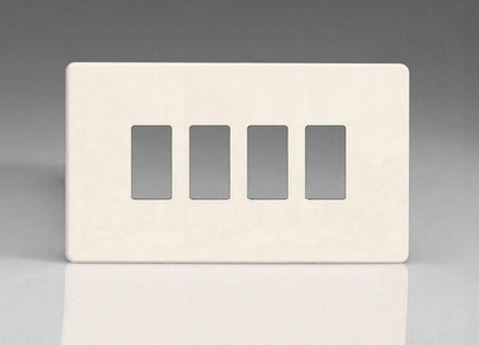 Varilight XDYPGY4S.PD Screwless Primed 4 Gang PowerGrid Plate (Twin Plate)