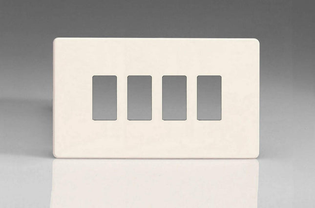 Varilight XDYPGY4S.PD Screwless Primed 4 Gang PowerGrid Plate (Twin Plate)