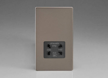 Varilight Dual Voltage Shaver Plug Socket 240V/115V 240V/115V Pewter XDRSSBS