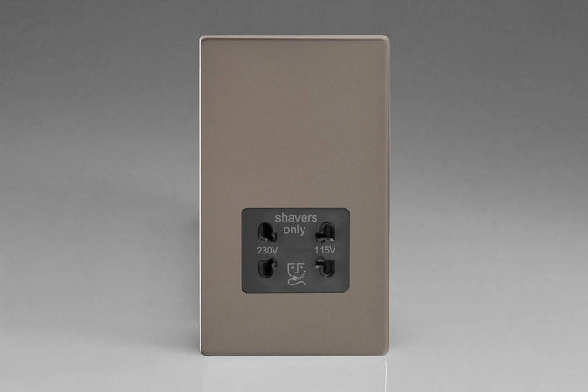 Varilight Dual Voltage Shaver Plug Socket 240V/115V 240V/115V Pewter XDRSSBS