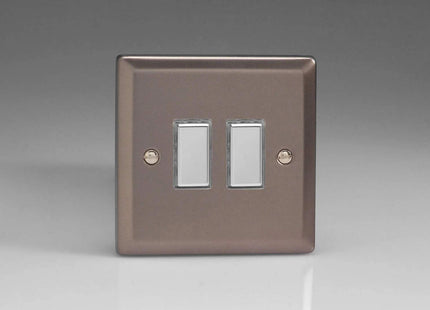 Varilight 2-Gang Tactile Touch Control Dimming Light Switch Slave for use with Eclique2 Master on 2-Way Circuits Pewter JRES002