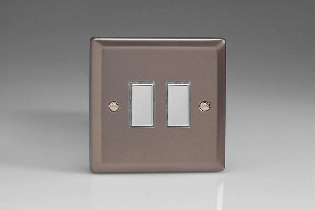 Varilight 2-Gang Tactile Touch Control Dimming Light Switch Slave for use with Eclique2 Master on 2-Way Circuits Pewter JRES002