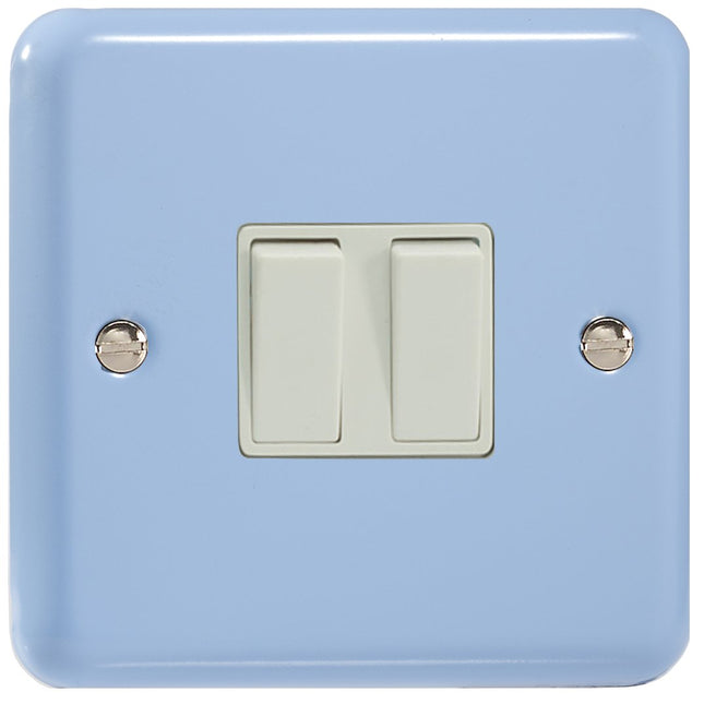 Varilight 2-Gang (Double), 1 or 2 Way 10 Amp Switch, Classic Lily Duck Egg Blue XY2W.DB