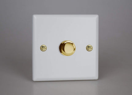 Varilight Matt White Vogue Collection V-Pro 1-Gang 1 or 2 Way 1 x 400W Push-on/Push-Off V-Pro LED Dimmer (Matrix)