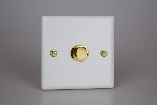 Varilight Matt White Vogue Collection V-Pro 1-Gang 1 or 2 Way 1 x 400W Push-on/Push-Off V-Pro LED Dimmer (Matrix)