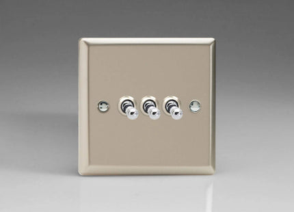 Varilight XNT3 Toggle Switches 3 Gang Satin