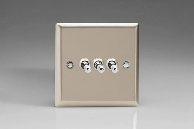 Varilight XNT3 Toggle Switches 3 Gang Satin