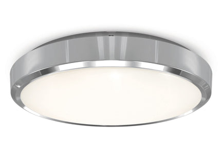 4lite Indoor Or Outdoor Round IP54 Wall/Celling LED Light 18w 1847lm Chrome Bezel Switchable Warm White Cool White