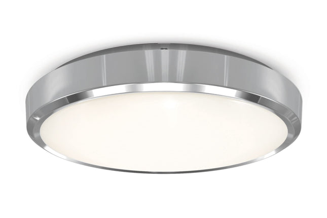 4lite Indoor Or Outdoor Round IP54 Wall/Celling LED Light 18w 1847lm Chrome Bezel Switchable Warm White Cool White