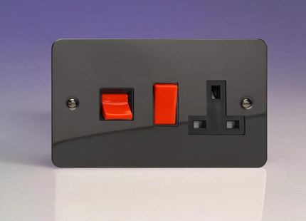 Varilight 45A Cooker Panel (with 13A Switched Socket) Ultra Flat Iridium Black XFi45PB