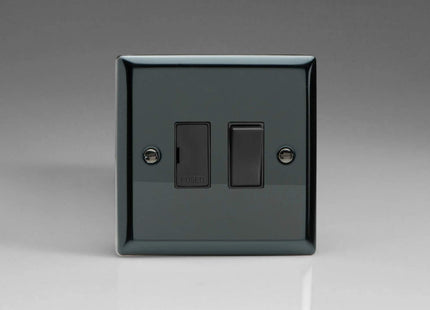 Varilight Xi5U2SB Iridium Black Classic 2-Gang 13A Double Pole Switched Socket 2-Gang 13A Single Pole Switched Socket + 2x5V DC 2100mA USB Charging Ports