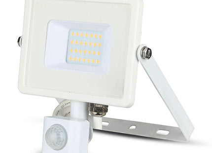 V-TAC 20W With Motion Sensor Waterproof Outside Security Led Floodlight With Samsung Led Body Glass Ip65 Day 1600 Lumens