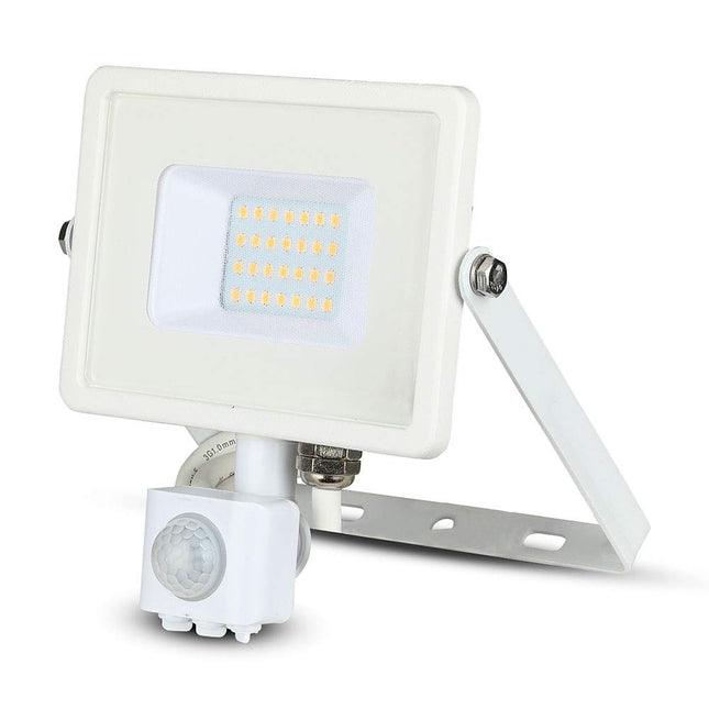 V-TAC 20W With Motion Sensor Waterproof Outside Security Led Floodlight With Samsung Led Body Glass Ip65 Day 1600 Lumens