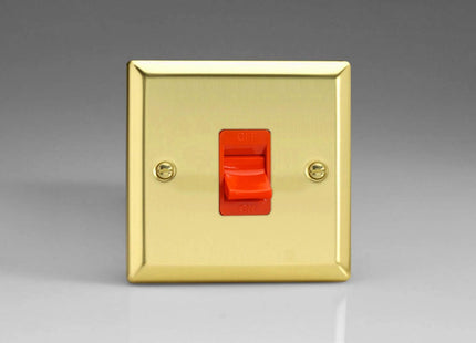 Varilight XV45S Victorian Polished Brass 45A DP Cooker Switch Single Plate