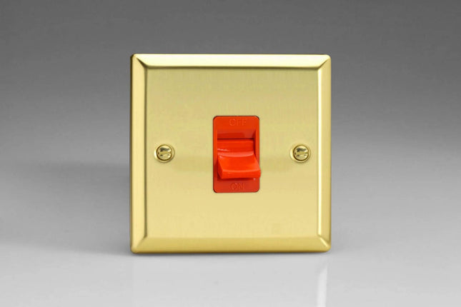 Varilight XV45S Victorian Polished Brass 45A DP Cooker Switch Single Plate