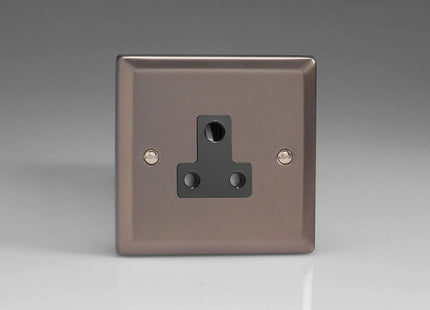 Varilight 1-Gang 5A Round Pin Plug Socket Pewter XRRP5AB