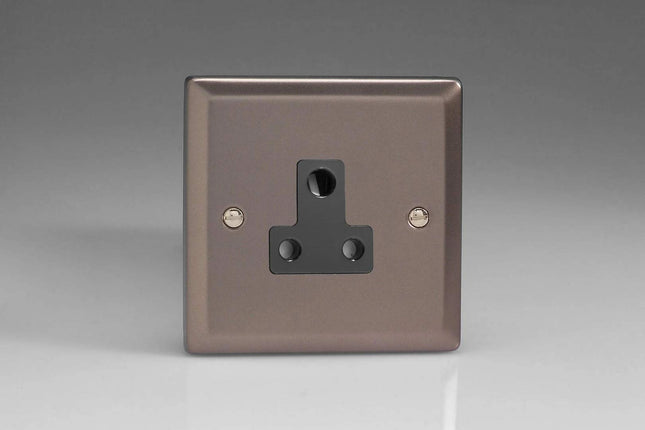 Varilight 1-Gang 5A Round Pin Plug Socket Pewter XRRP5AB