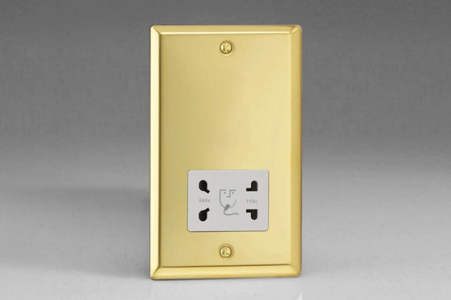 Varilight Dual Voltage Shaver Plug Socket 240V/115V 240V/115V Victorian Brass XVSSW
