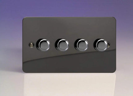 Varilight V-Pro Ultra Flat Iridium Black 4 Gang LED Trailing Edge Dimmer Switch 1 or 2 Way