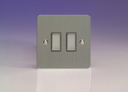 Varilight 2-Gang Tactile Touch Control Dimming Light Switch Slave for use with Eclique2 Master on 2-Way Circuits Brushed Steel JFSES002