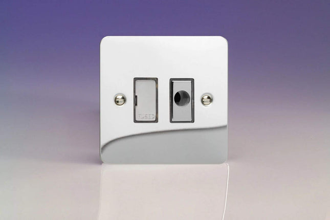 Varilight 13A Unswitched Fused Spur + Flex Outlet with Metal Inserts Polished Chrome XFC6UFOD