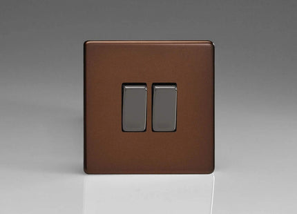 Varilight 2-Gang (10A Intermediate Switch + 10A 1- or 2-Way Rocker Light Switch) Mocha XDM71S