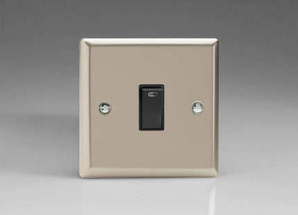Varilight 1-Gang 20A Double Pole Rocker Light Switch + Neon Indicator Light Satin Chrome XN20NB