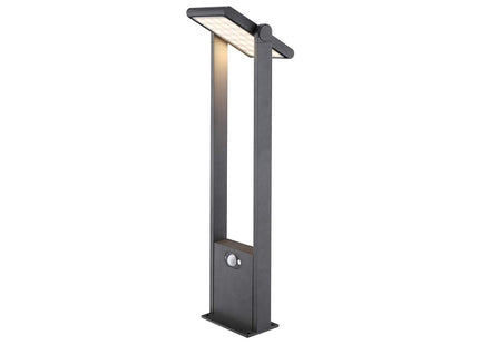 4lite Outdoor LED Adjustable Solar Bollard Light with PIR Sensor IP54 165lm Die-Cast Aluminium Graphite Cool White