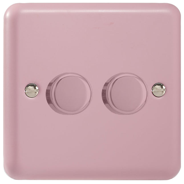 Varilight V-Pro Lily Pastel Rose Pink 2-Gang LED Trailing Edge Dimmer Switch 1 or 2 Way