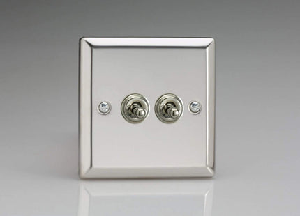 Varilight XCT2 Toggle Switches 2-Gang Mirror Chrome,91x91x36mm