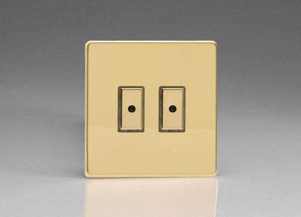 Varilight Eclique 2 Screwless Polished Brass 2-Gang 1-Way Remote Control/Touch Master LED Dimmer 2 x 0-100W (Max 10 LEDs) JDVE102S