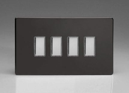 Varilight Eclique 2 4-Gang Tactile Touch Control Dimming Light Switch Slave for use with Master on 2-Way Circuits (Twin Plate) Premium Black JDLES004S