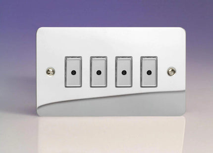 Varilight 4-Gang 1-Way Remote/Tactile Touch Control Master LED Dimmer Light Switch 4 x 0-100W (Max 10 LEDs) Polished Chrome JFCE104