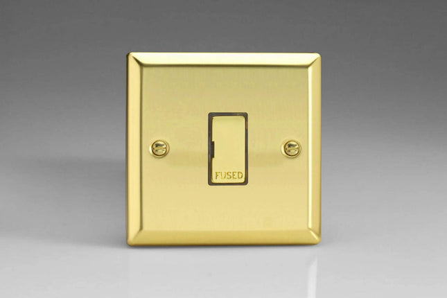 Varilight 13A Unswitched Fused Spur with Metal Inserts Victorian Brass XV6UD