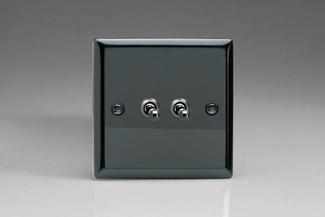 Varilight XIT2 Toggle Switches 2-Gang Iridium Black