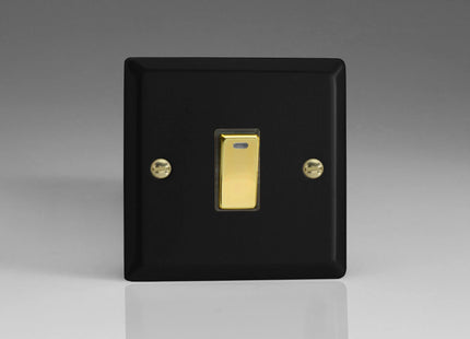Varilight Vogue Collection Matt Black 1-Gang 20 Amp Double Pole Rocker Switch + Neon Indicator Light