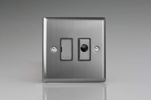 Varilight XT6UFOD Classic Brushed Steel 1-Gang 13A Unswitched Fused Spur + Flex Outlet