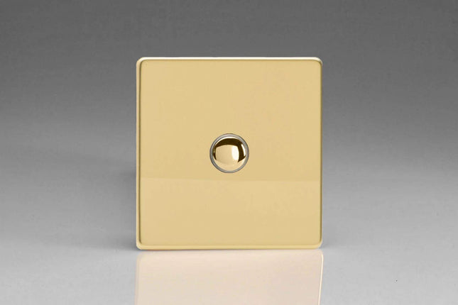 Varilight 1-Gang 6A 1- or 2-Way Push-On/Off Impulse Switch Polished Brass XDVP1S