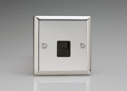Varilight 1-Gang Telephone Slave (Extension) Plug Socket Mirror Chrome XCTSB