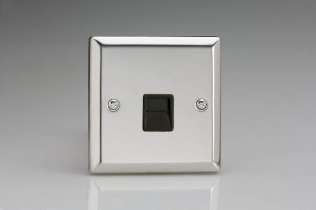 Varilight 1-Gang Telephone Slave (Extension) Plug Socket Mirror Chrome XCTSB