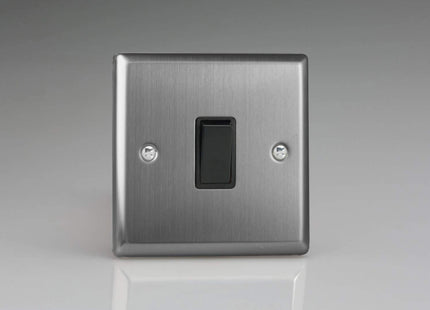 Varilight XT1B Rocker Switches 1-Gang Brushed Steel Black