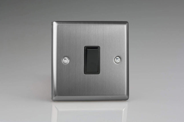 Varilight XT1B Rocker Switches 1-Gang Brushed Steel Black